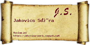 Jakovics Sára névjegykártya